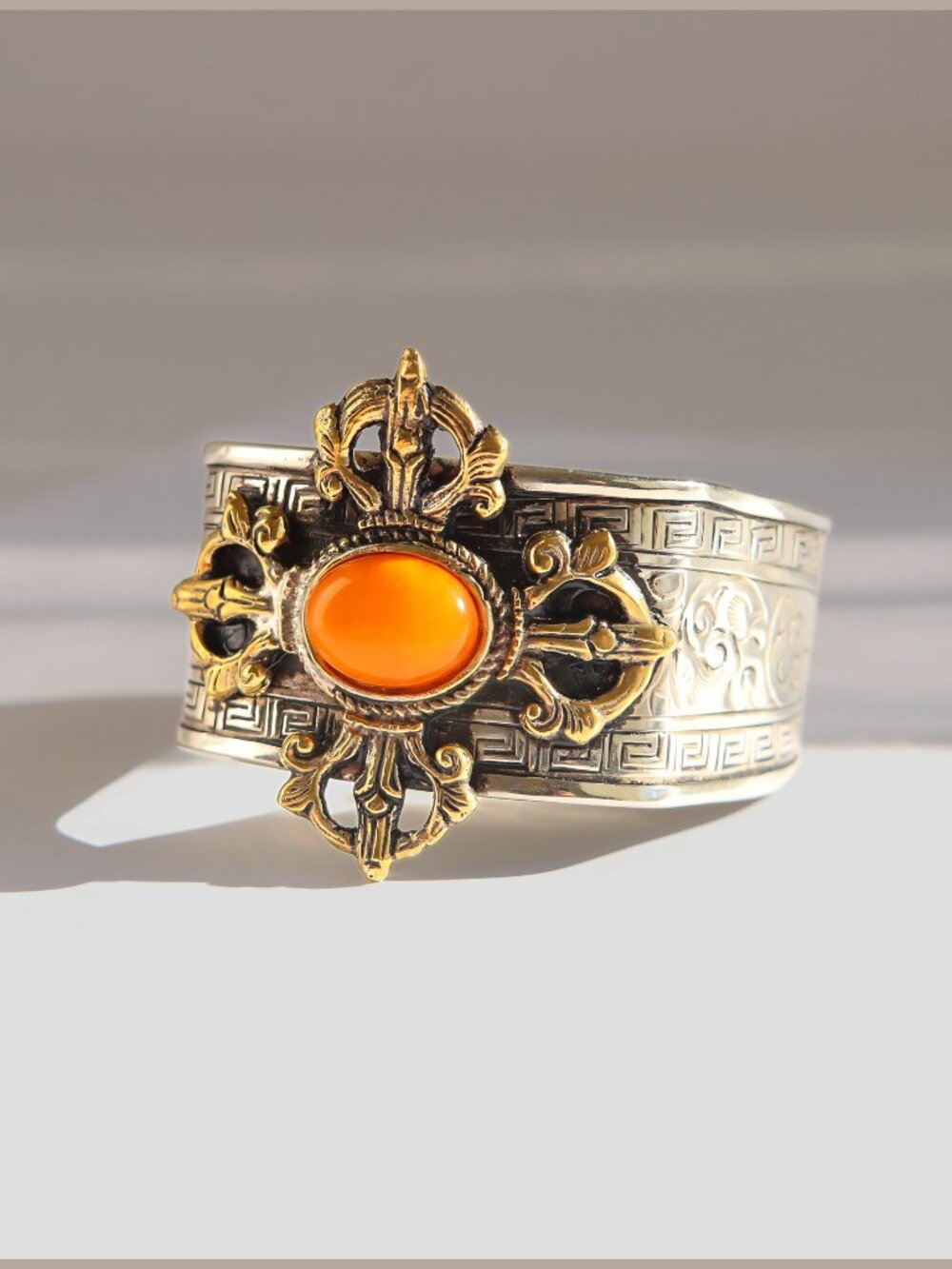 Antique Baltic Amber Cuff Bracelet in Sterling Silver